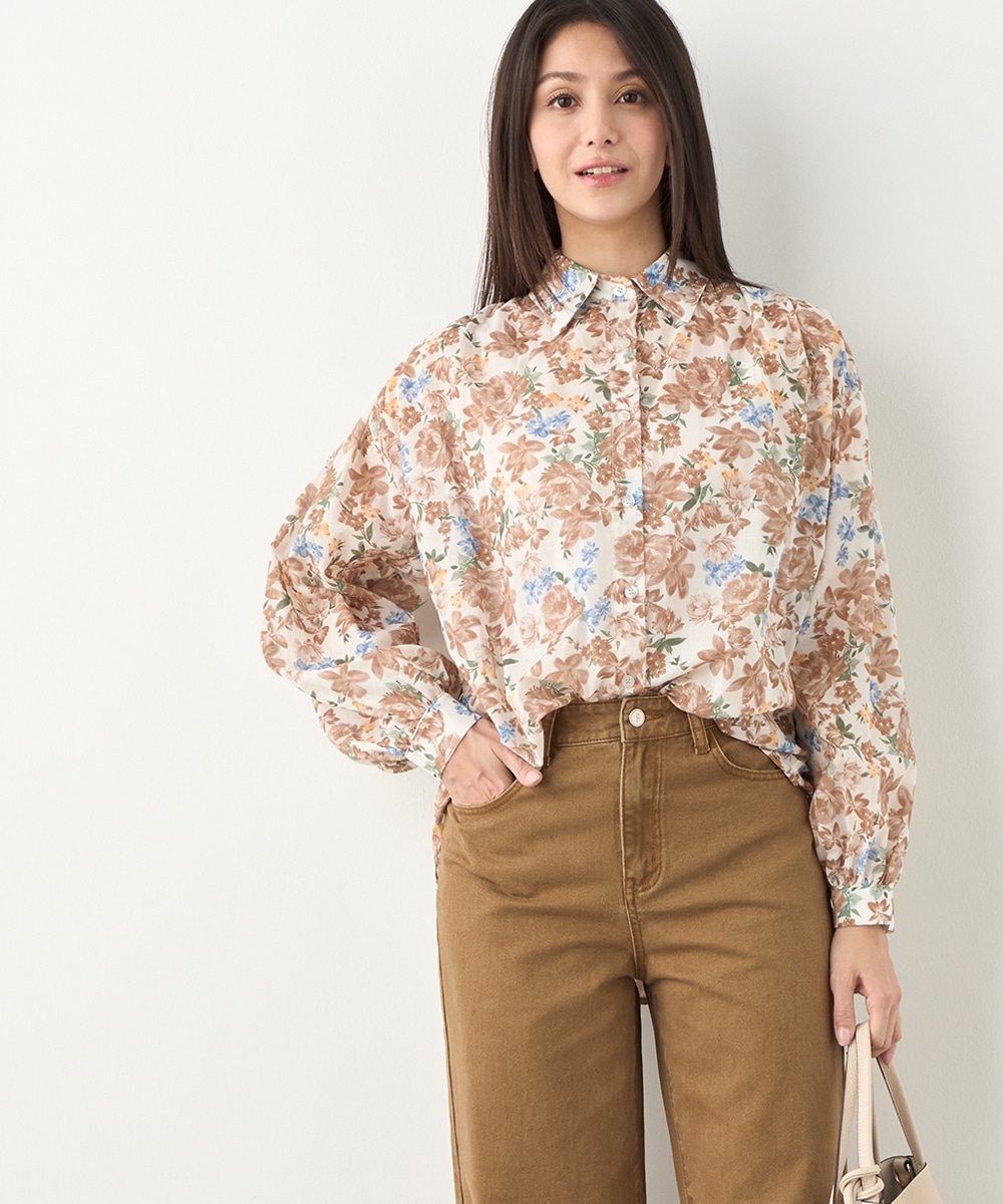 フラワープリントブラウス