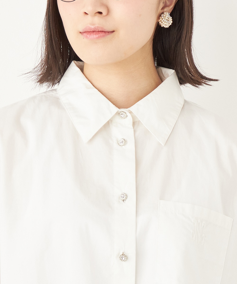 シアー切り替えシャツブラウス