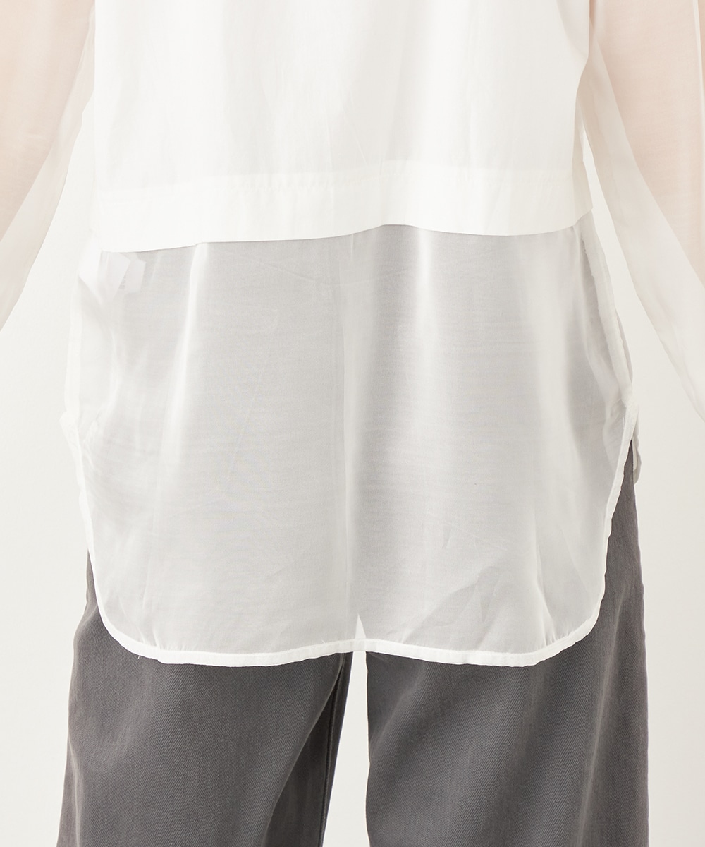 シアー切り替えシャツブラウス