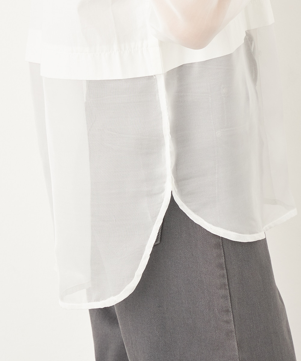 シアー切り替えシャツブラウス