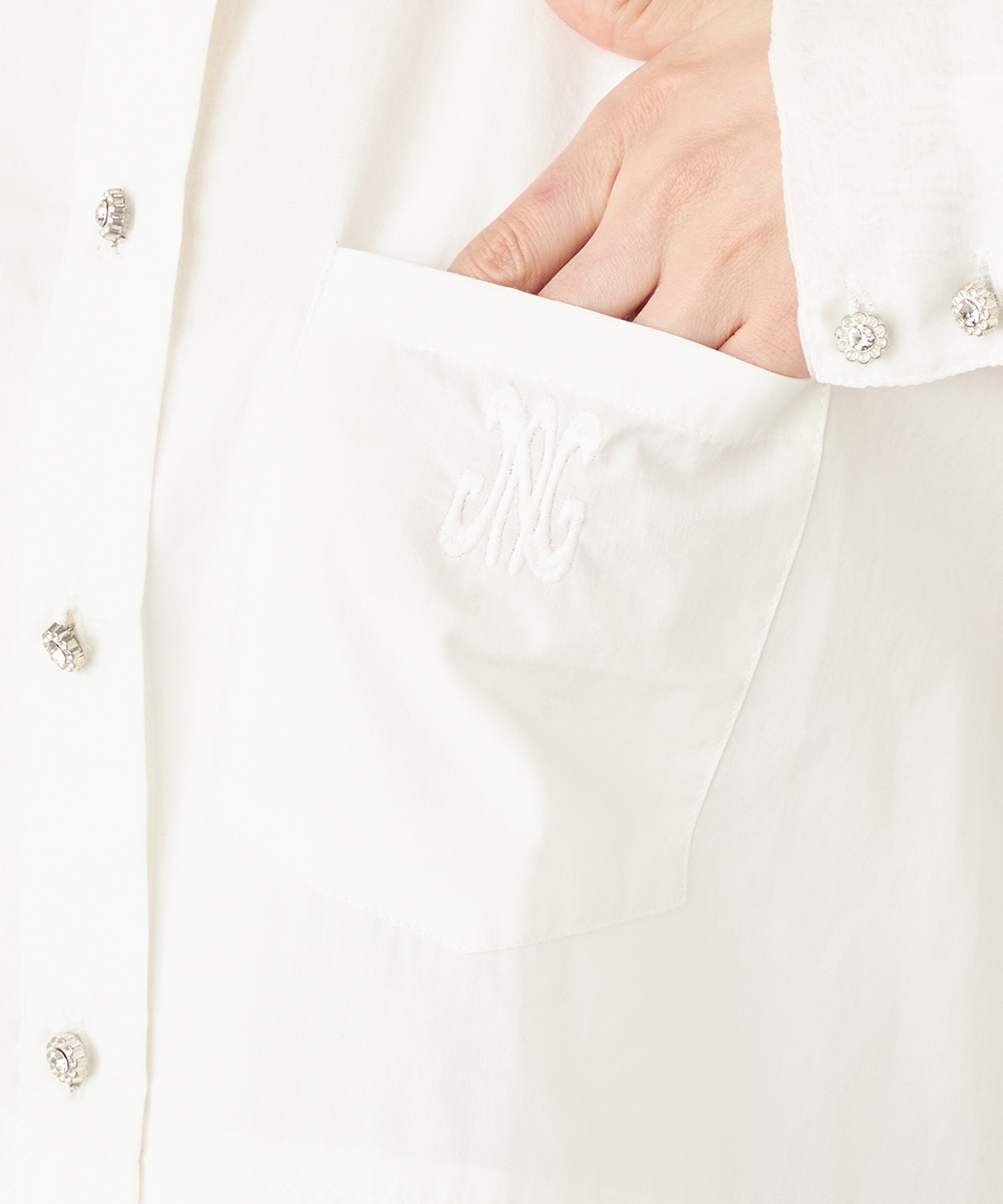 シアー切り替えシャツブラウス