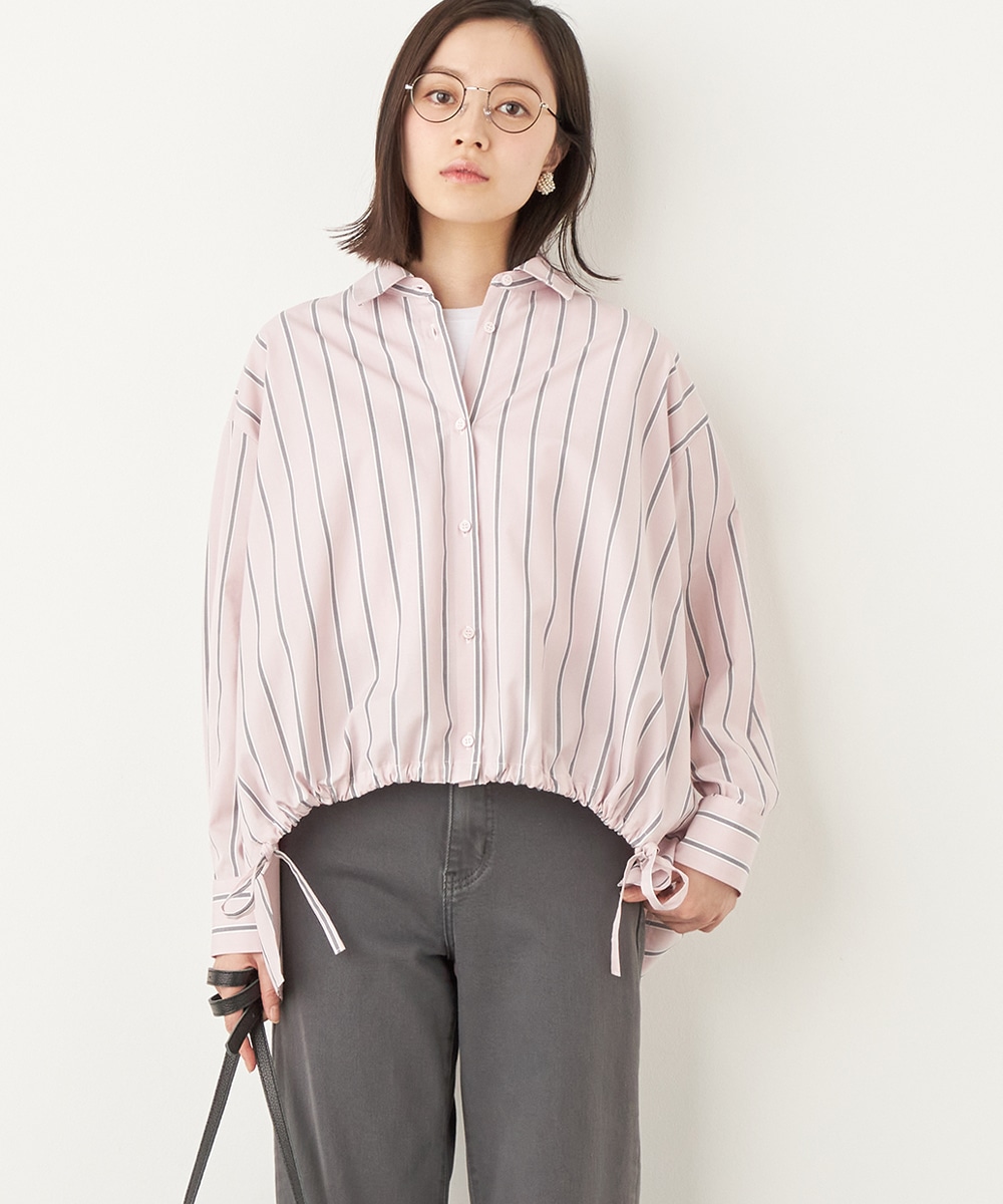  armoire capriceのストライプ変形シャツ