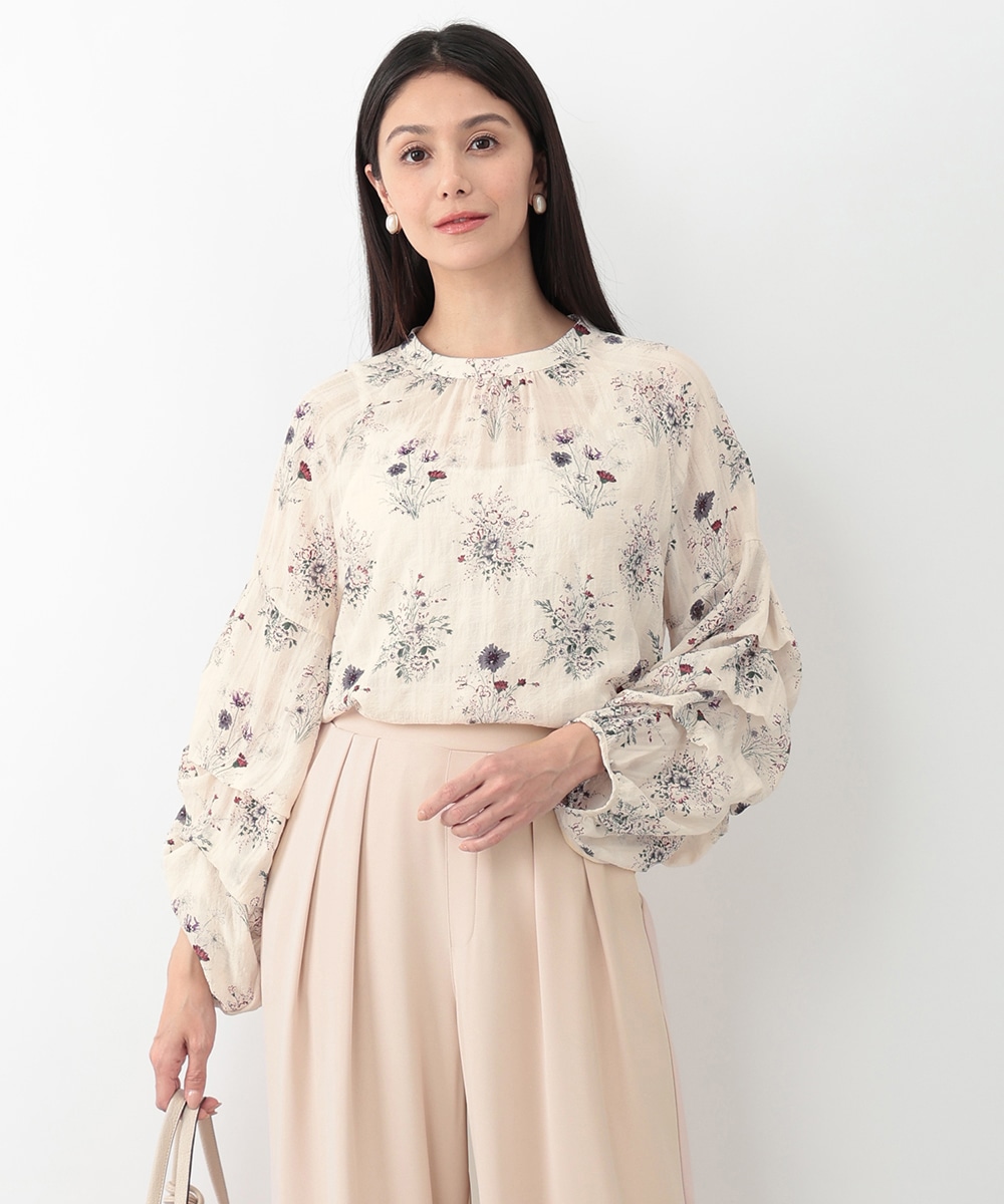 チェックフラワーブラウス