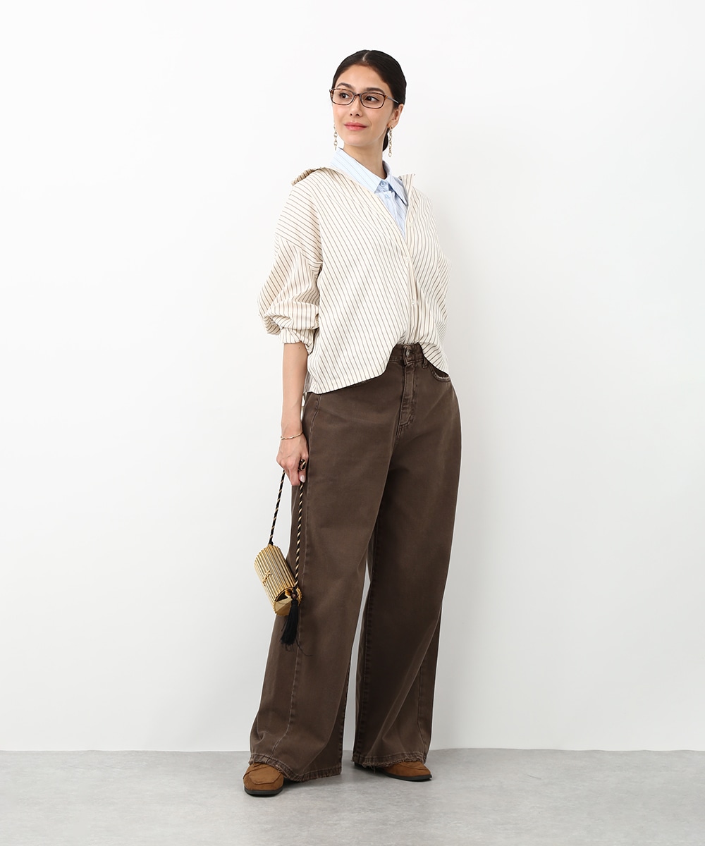 レイヤードストライプシャツ