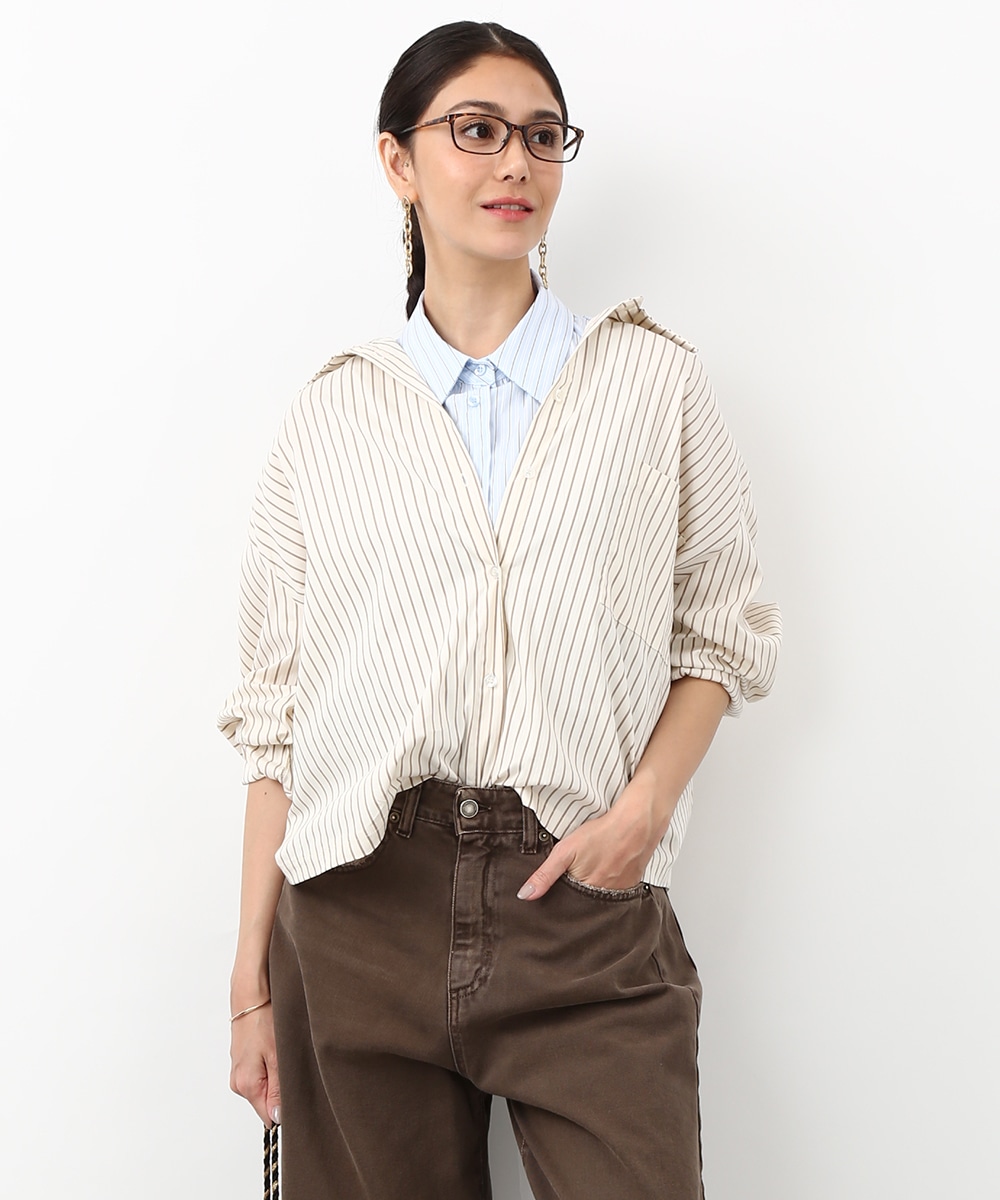レイヤードストライプシャツ