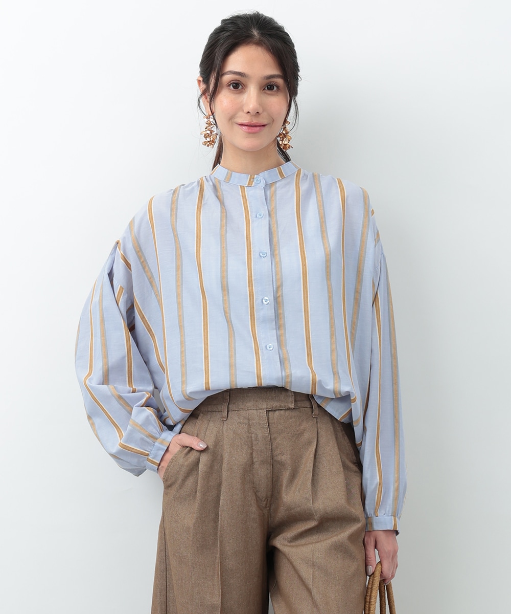 ストライプバンドカラーシャツ