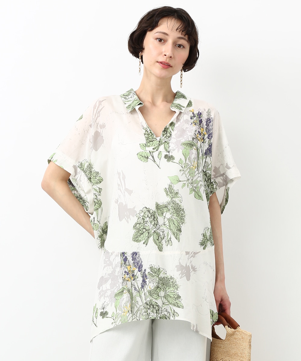 ボタニカルプリントチュニック