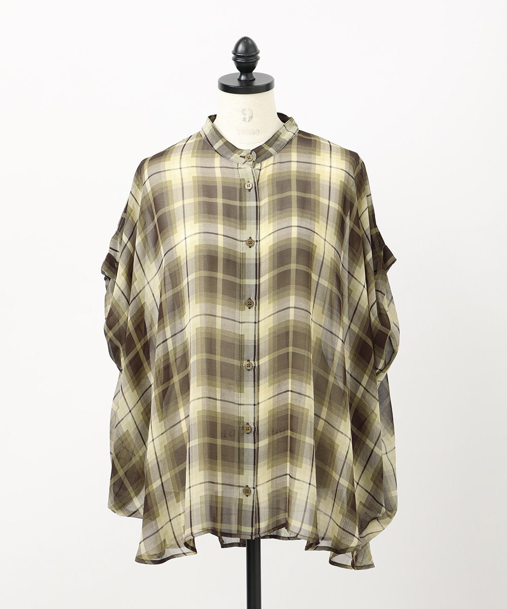 ぼかしチェックシフォンシャツ