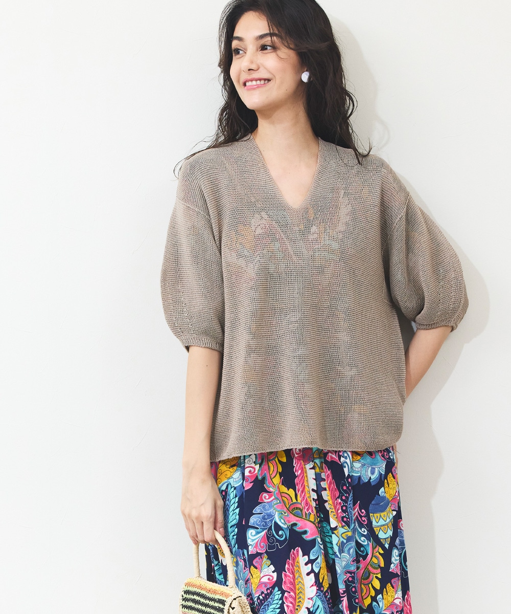 Luxe armoire capriceのcamifineパフスリーブニット