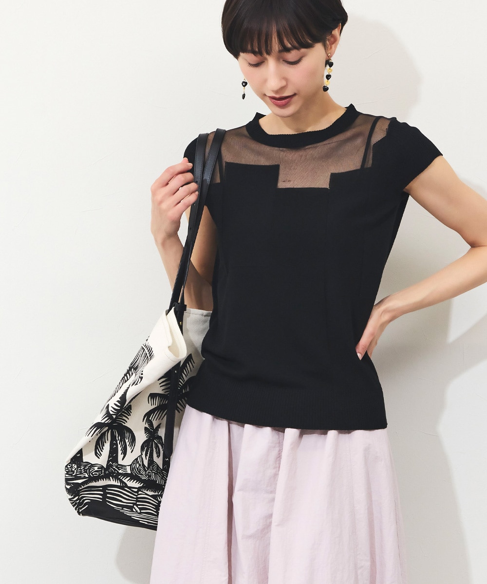  armoire capriceのシアー切り替えニットTOPS