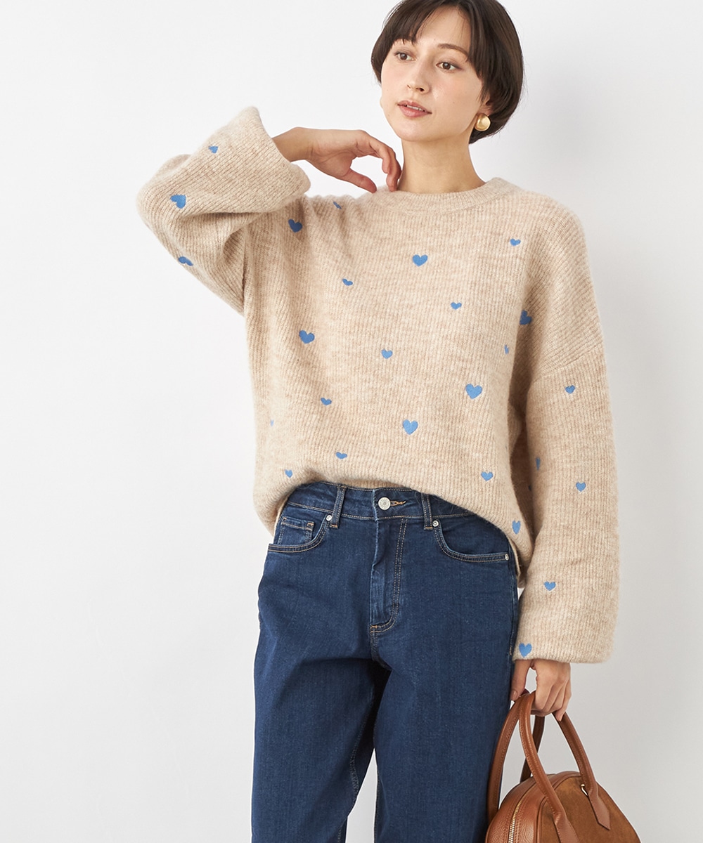 ハート刺繍ニット