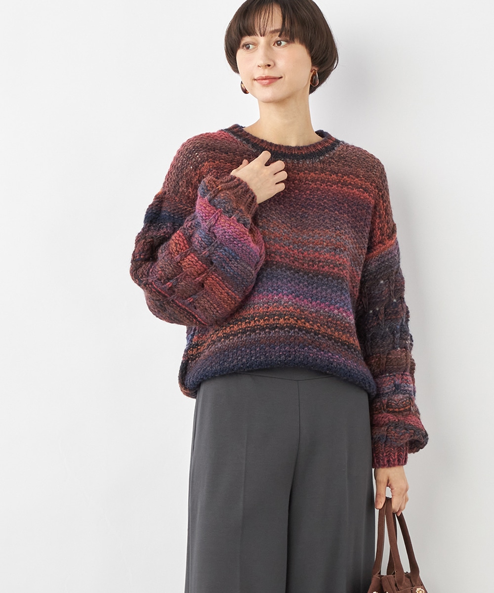 ポップコーン編みグラデーションニット