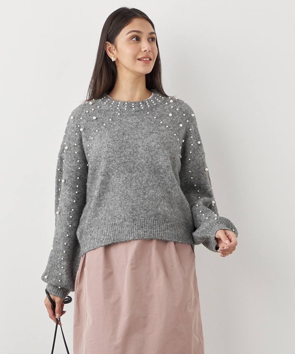 パール付きニット