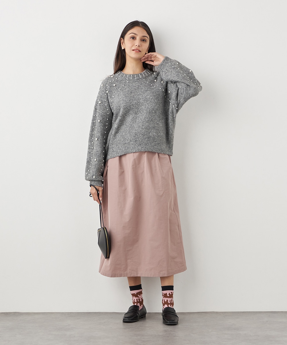 パール付きニット