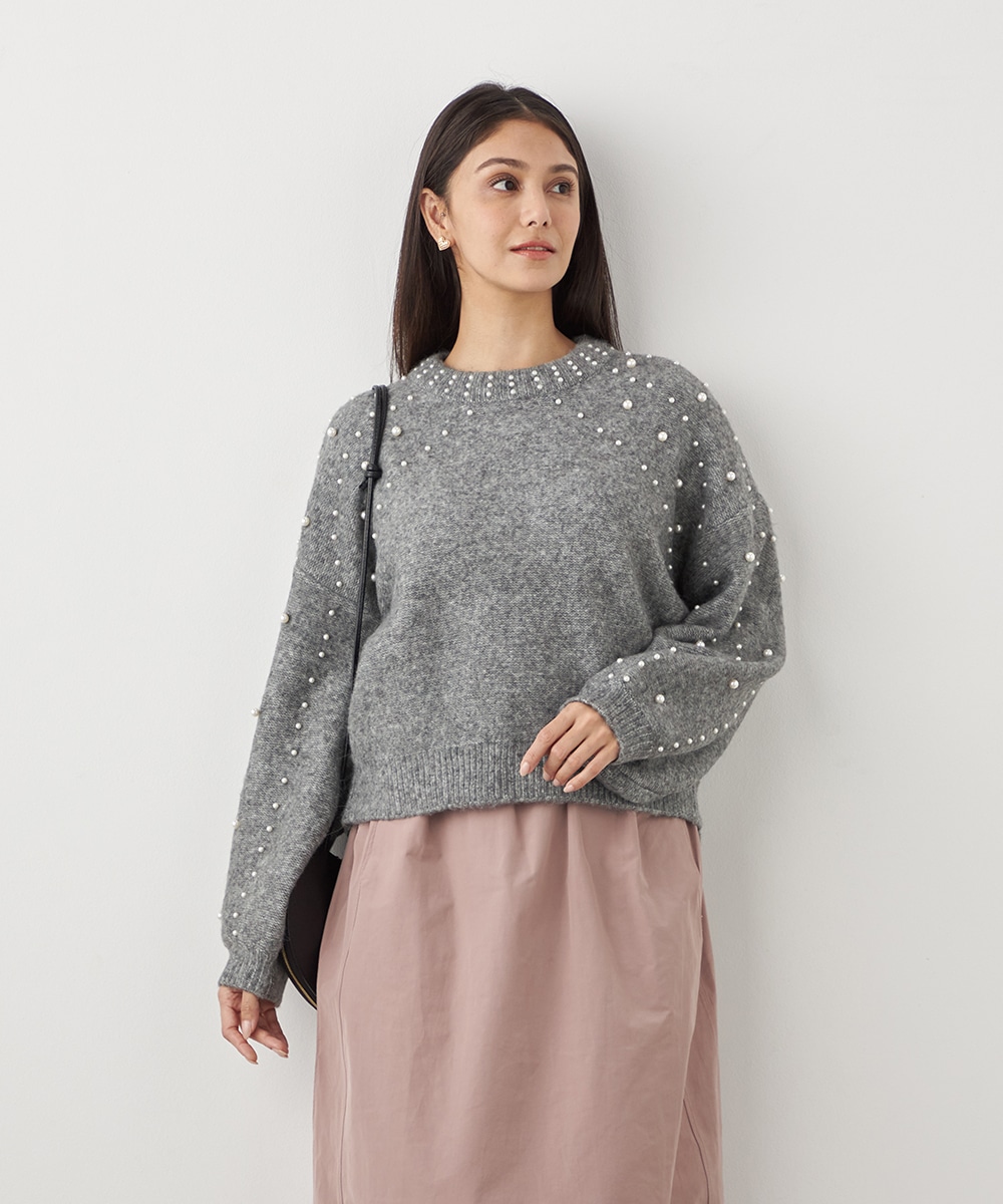 パール付きニット