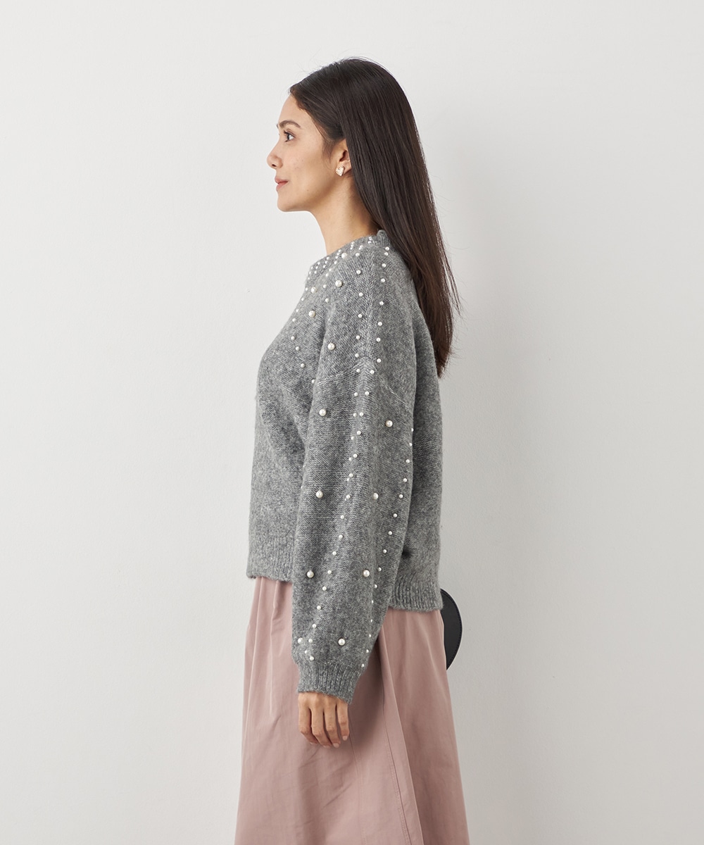 パール付きニット