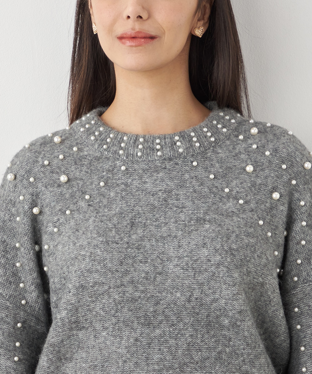 パール付きニット