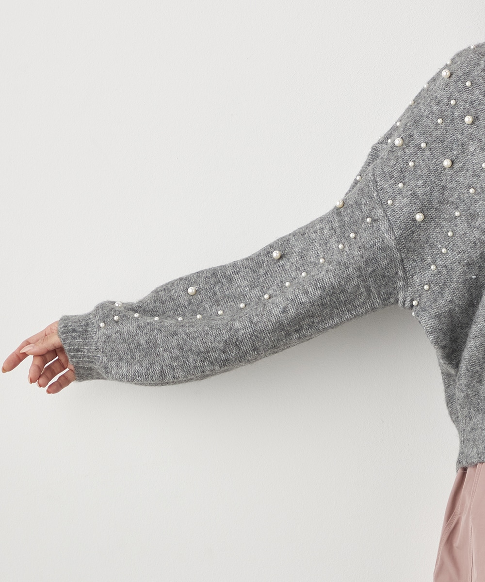 パール付きニット