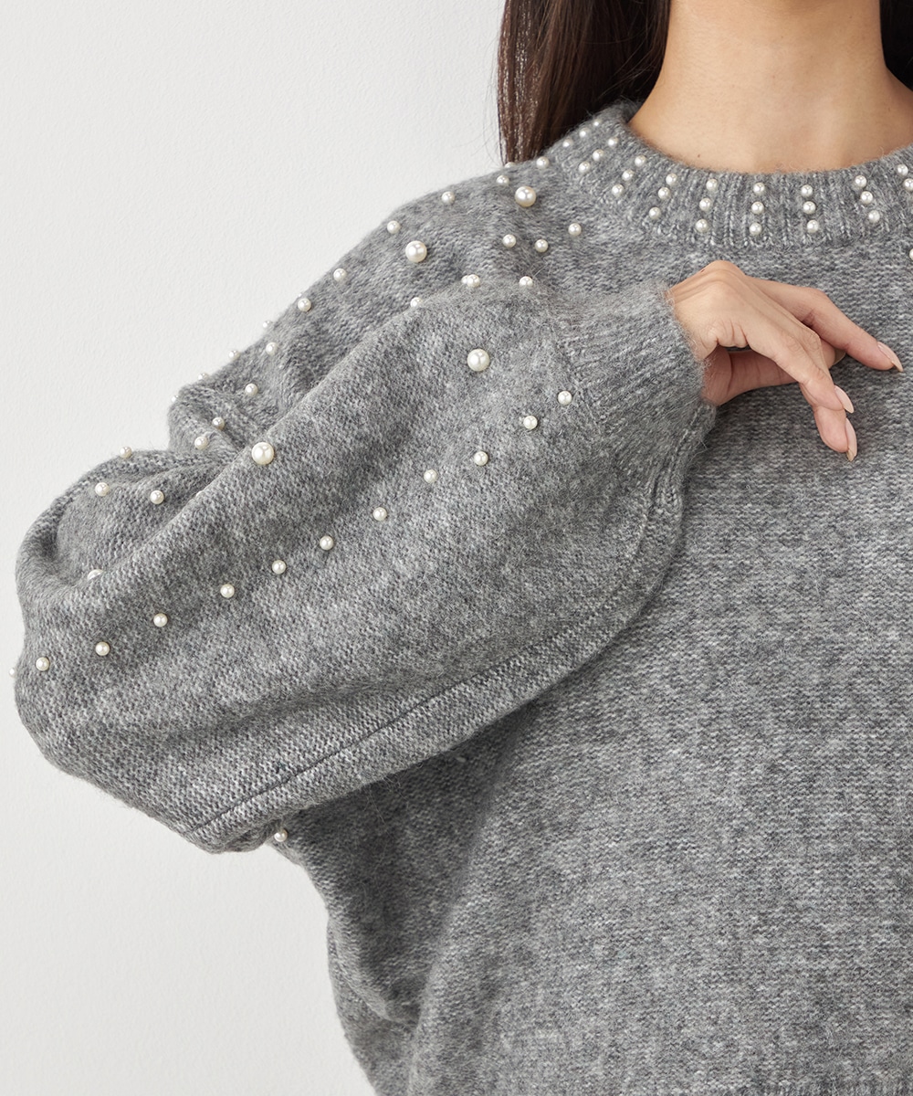 パール付きニット