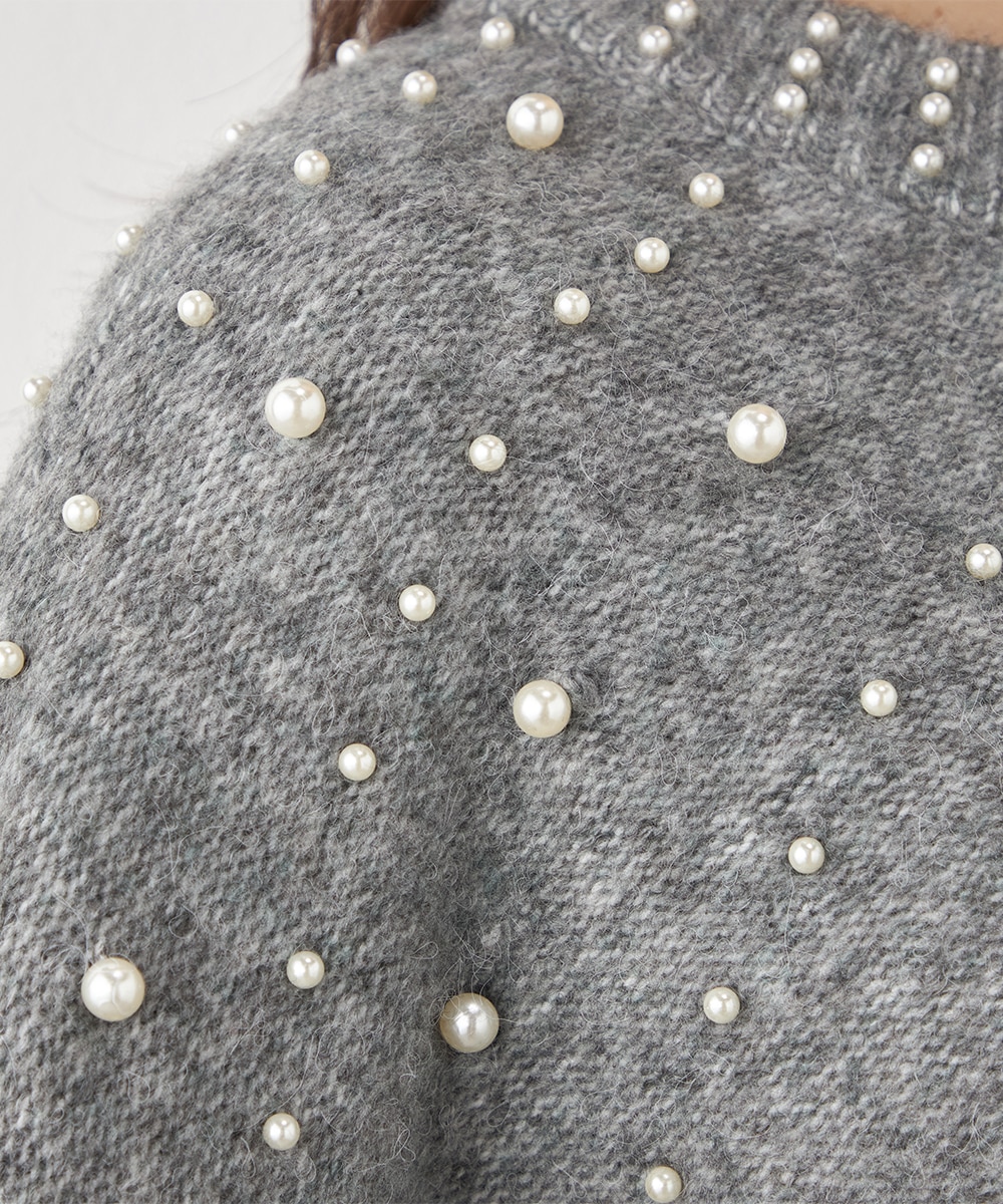 パール付きニット