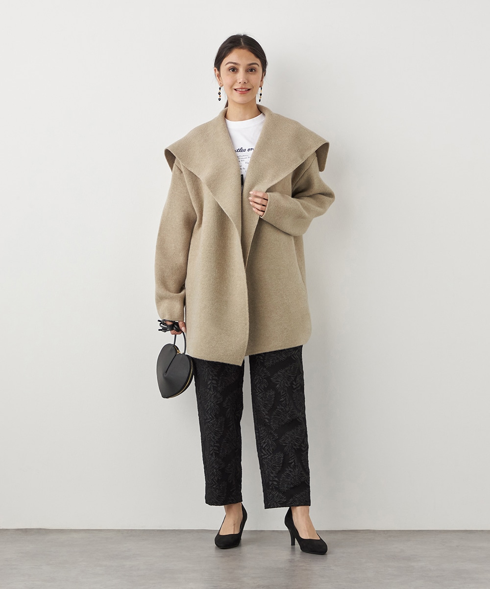 ベルト付きニットコート