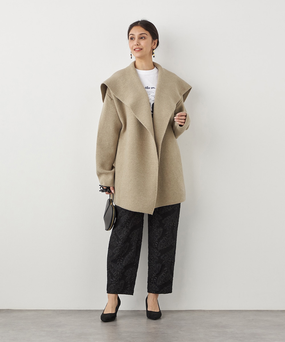 ベルト付きニットコート