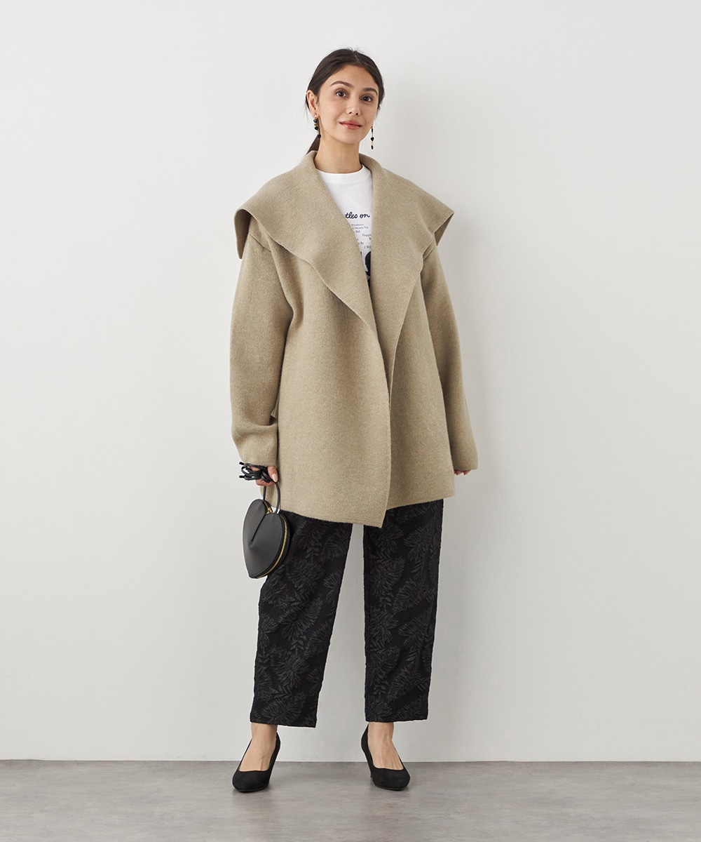 ベルト付きニットコート