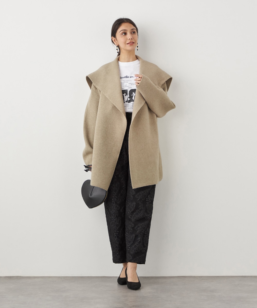 ベルト付きニットコート