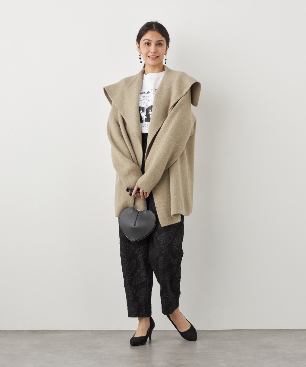 ベルト付きニットコート