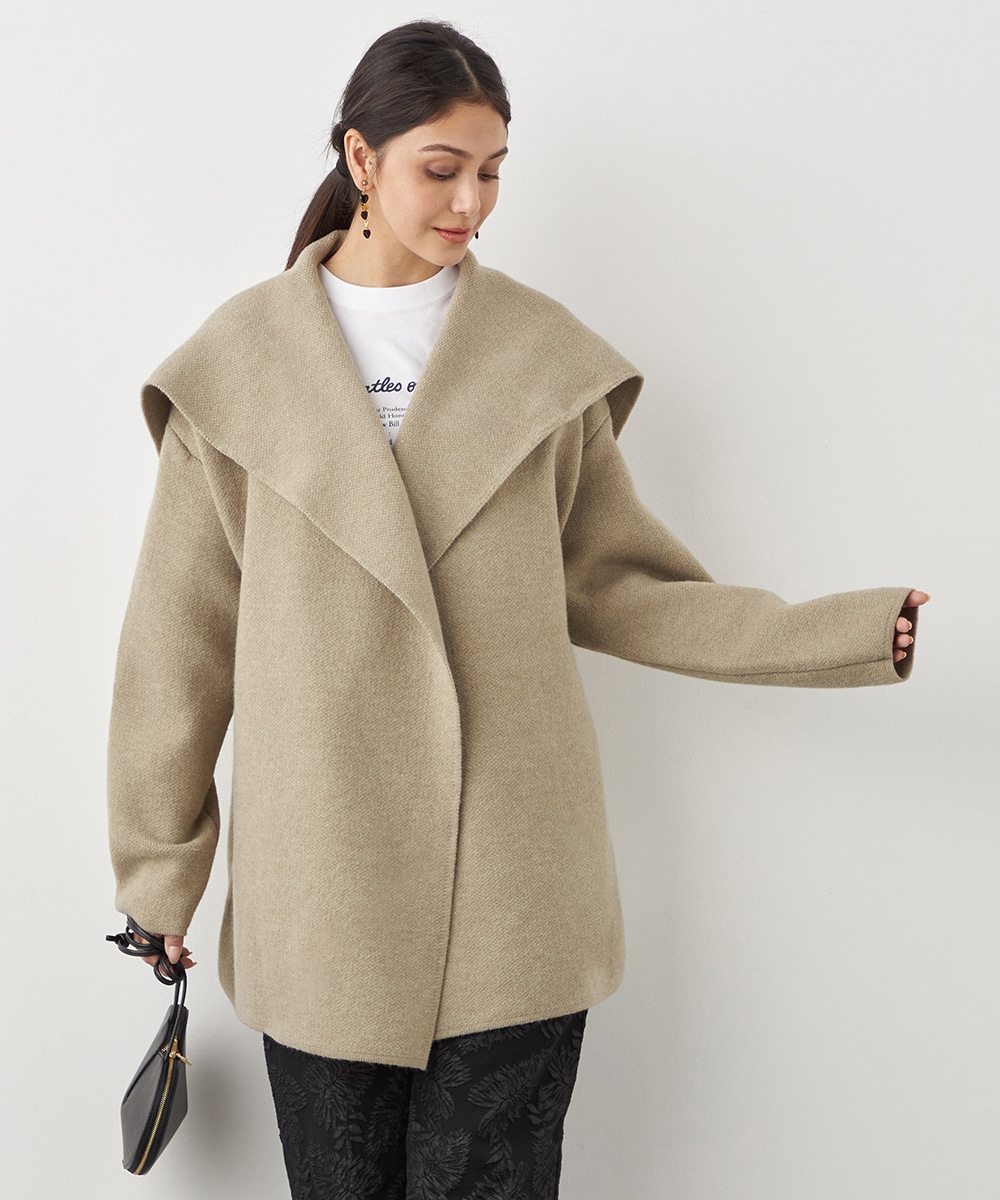 ベルト付きニットコート