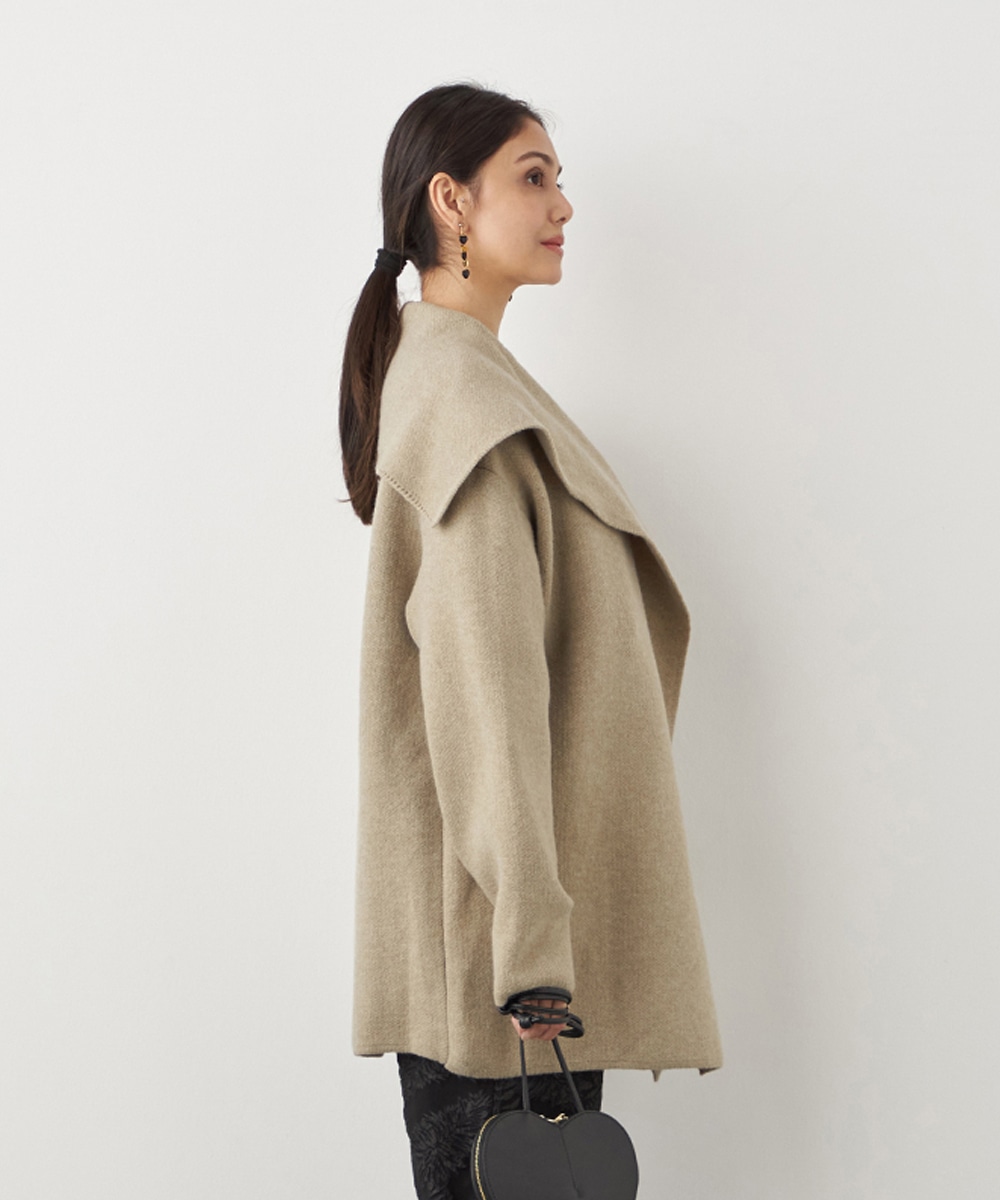 ベルト付きニットコート