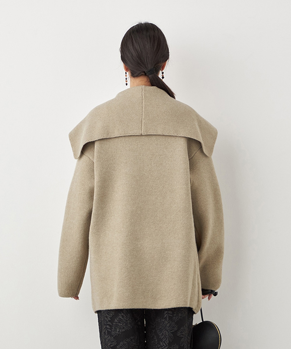 ベルト付きニットコート