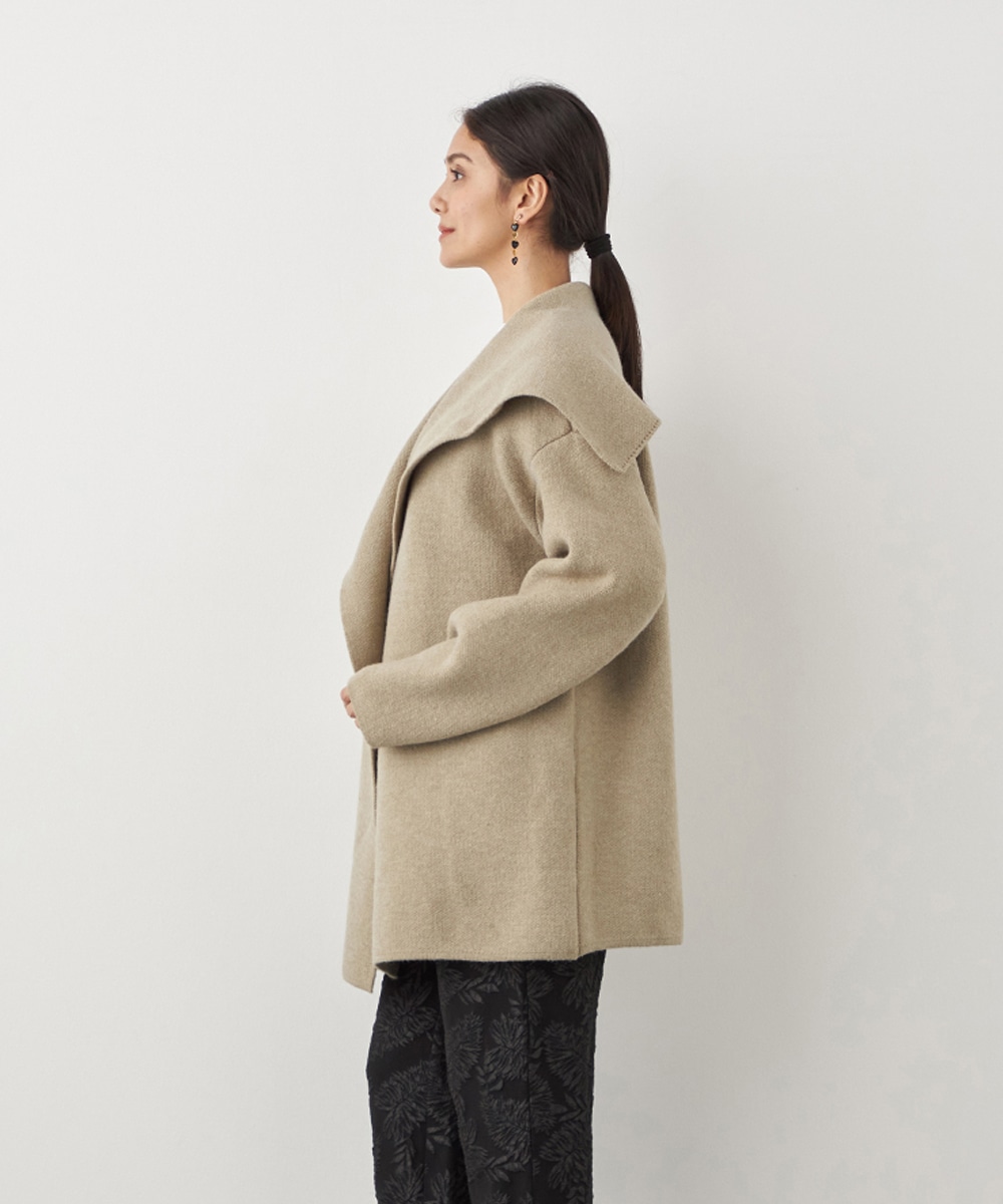 ベルト付きニットコート