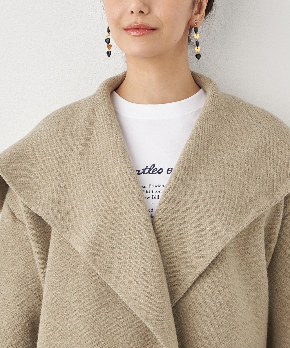 ベルト付きニットコート