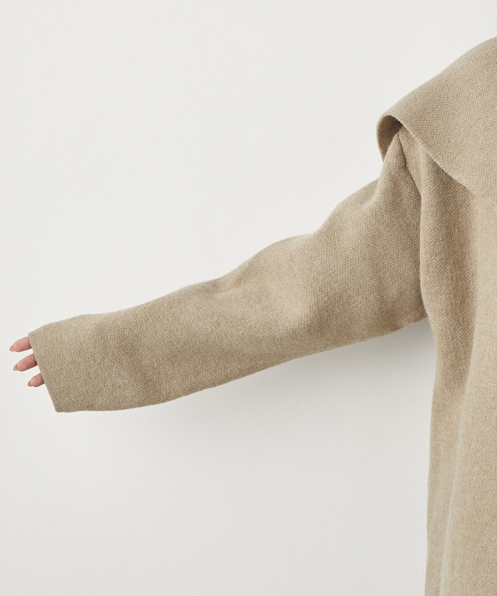 ベルト付きニットコート