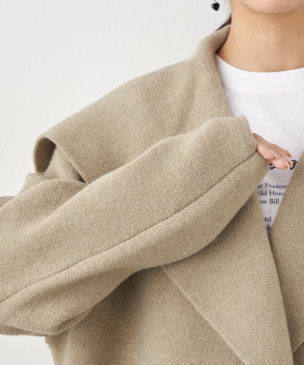 ベルト付きニットコート