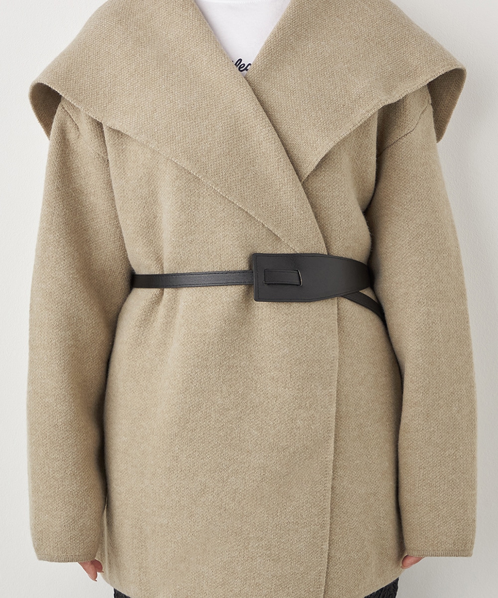 ベルト付きニットコート