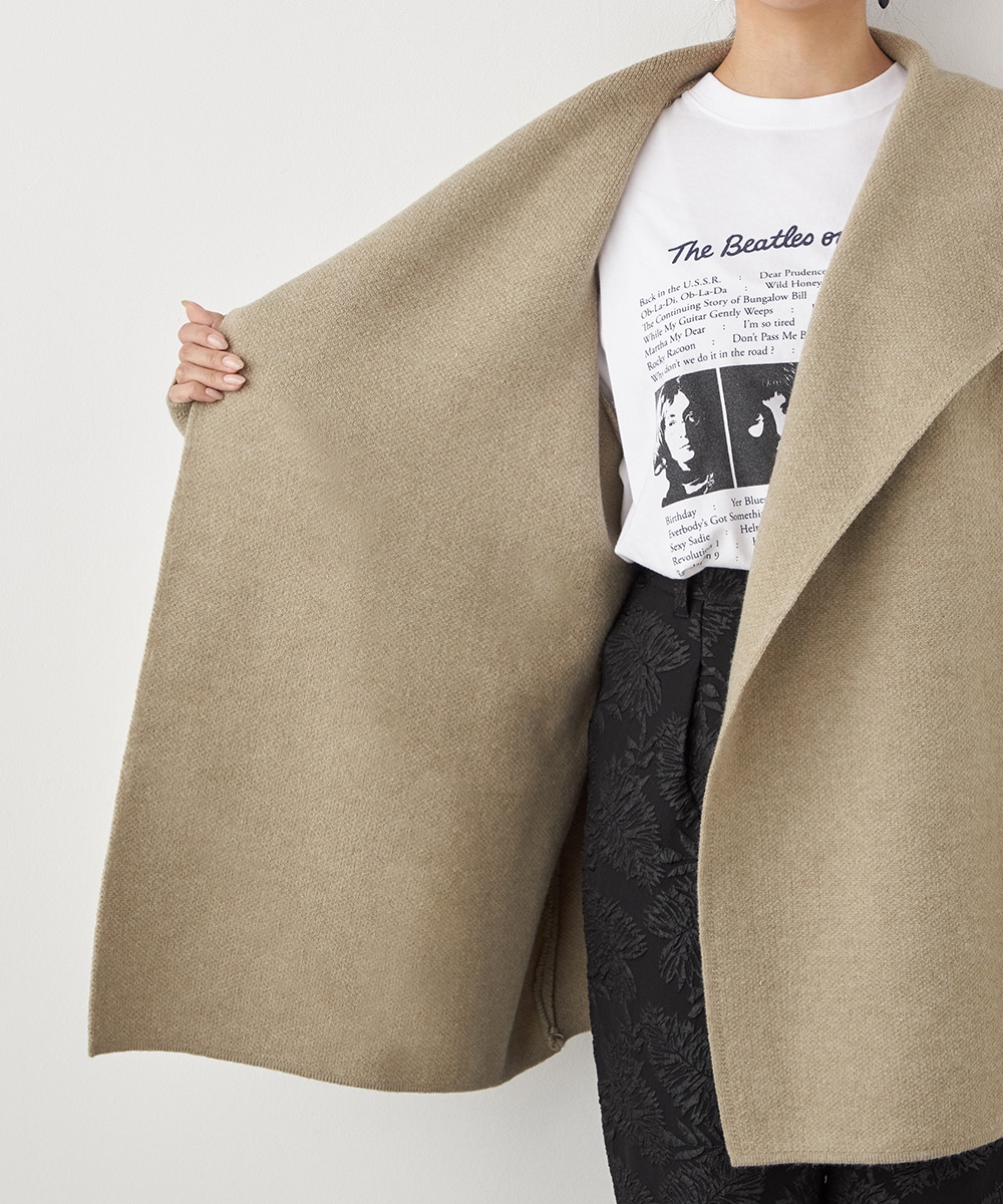 ベルト付きニットコート