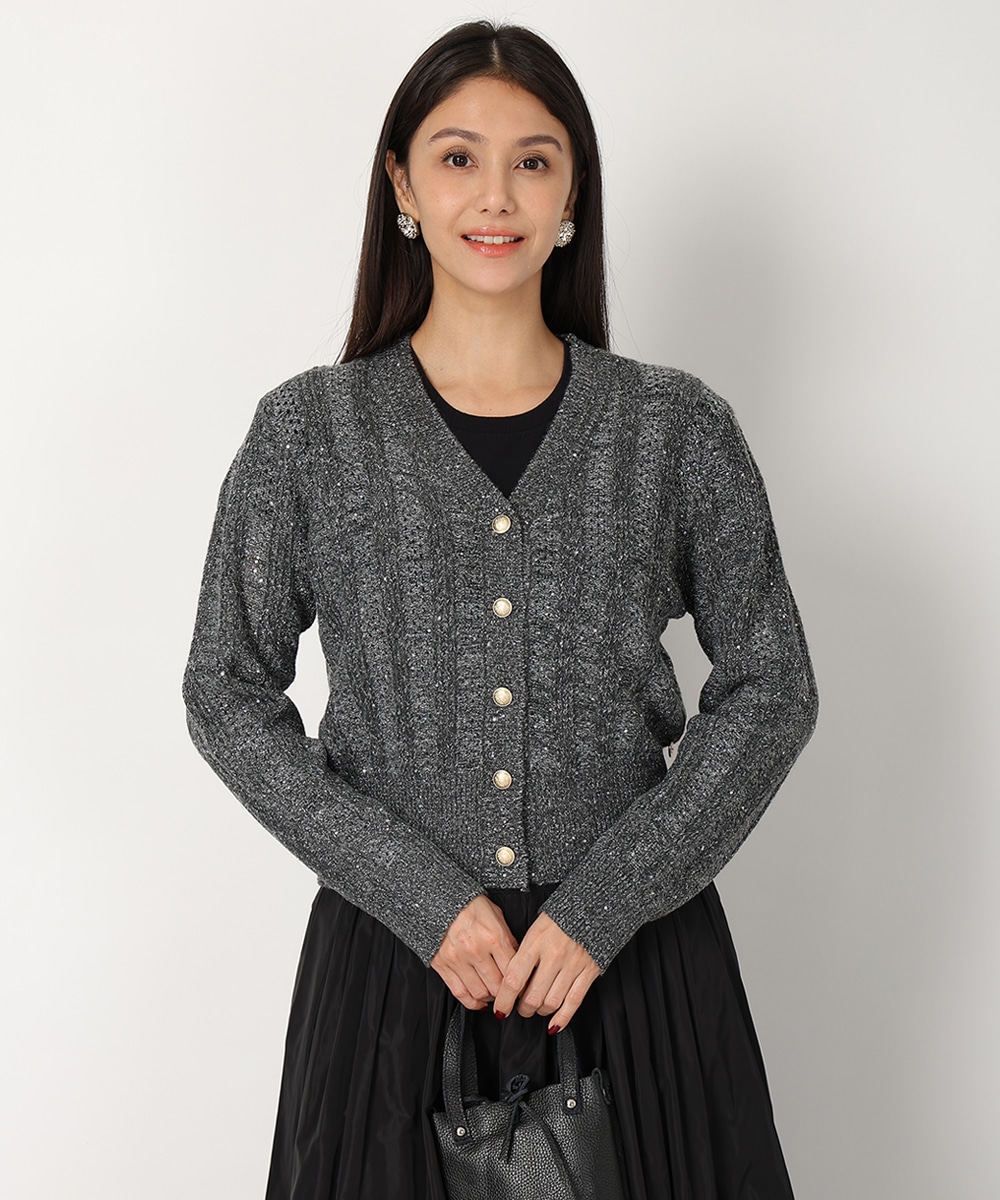 スパンコールニットカーディガン