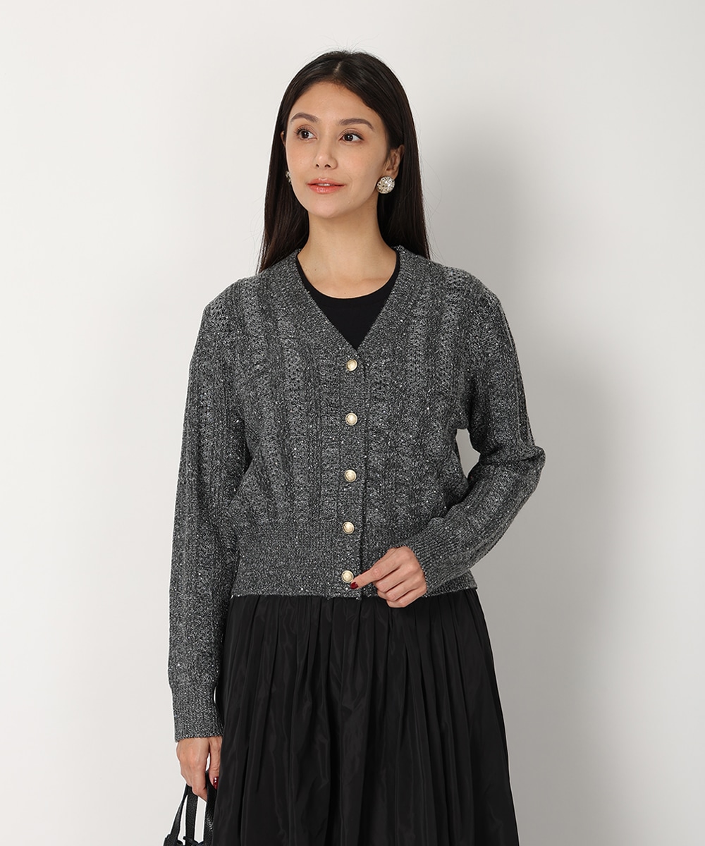 スパンコールニットカーディガン