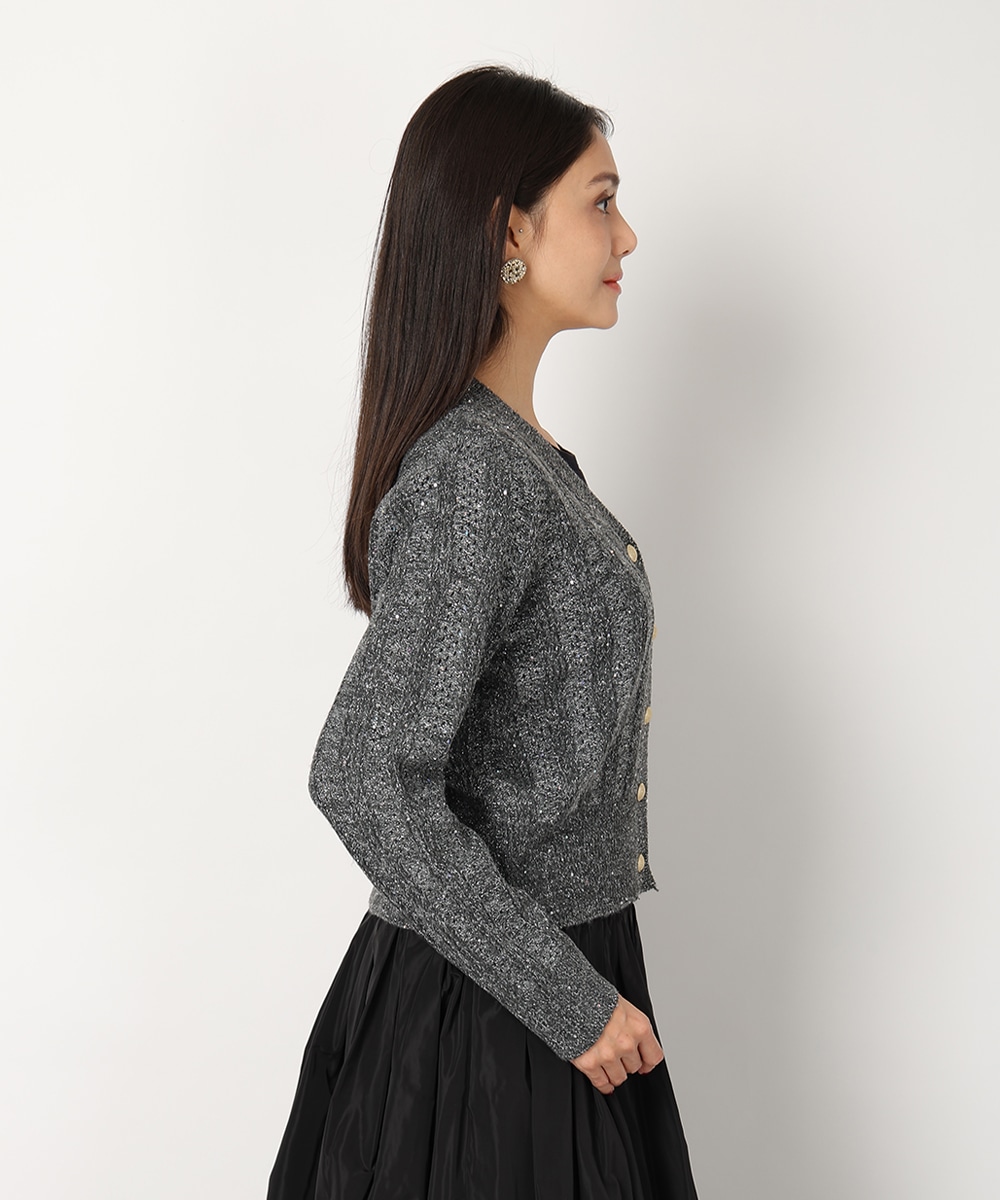 スパンコールニットカーディガン
