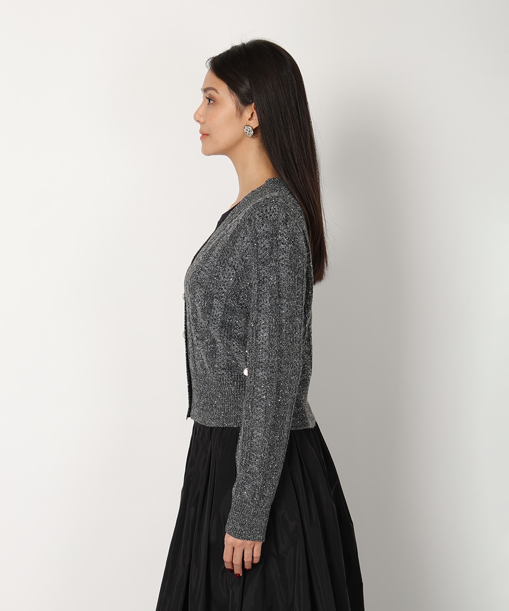 スパンコールニットカーディガン