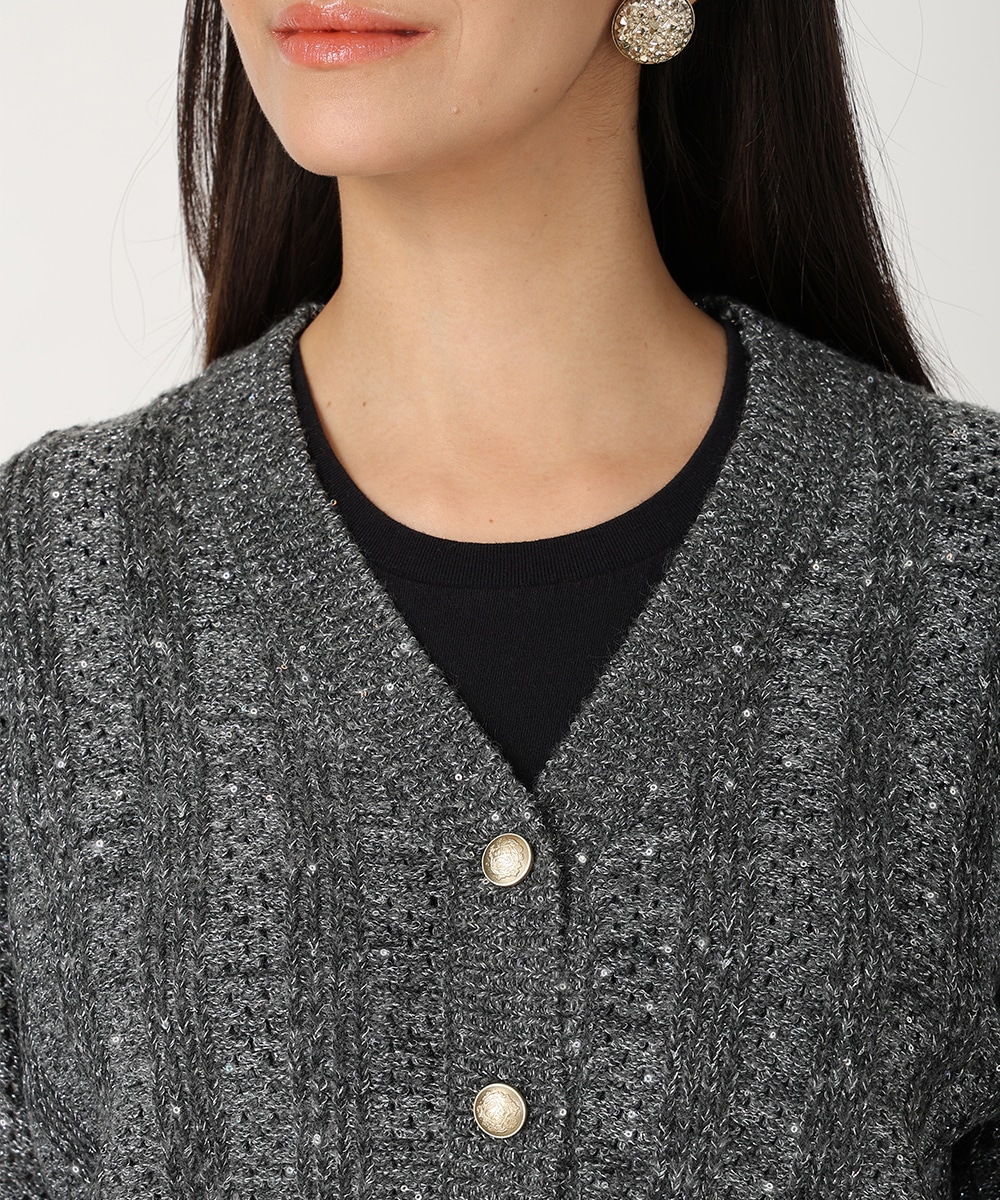 スパンコールニットカーディガン