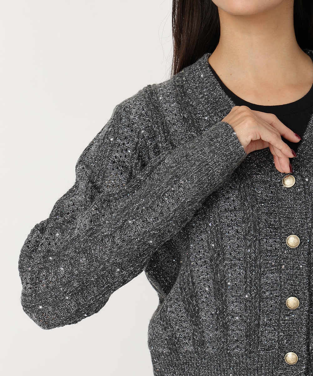 スパンコールニットカーディガン