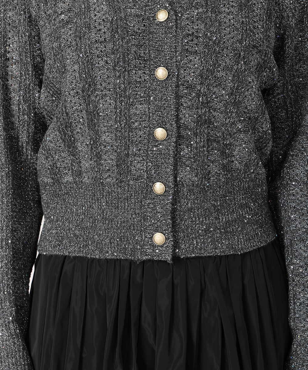 スパンコールニットカーディガン