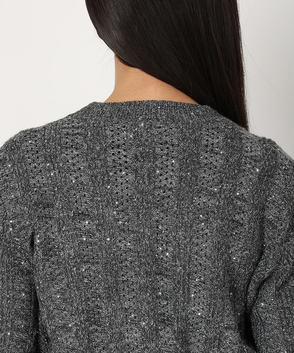 スパンコールニットカーディガン