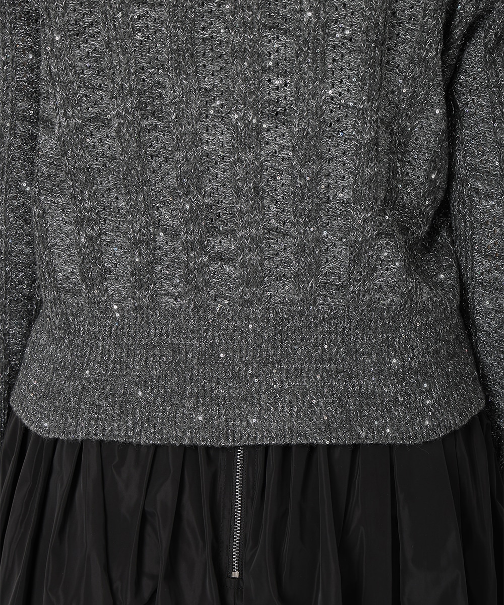 スパンコールニットカーディガン