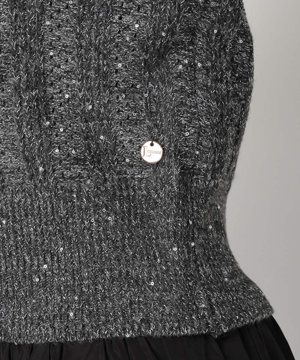 スパンコールニットカーディガン