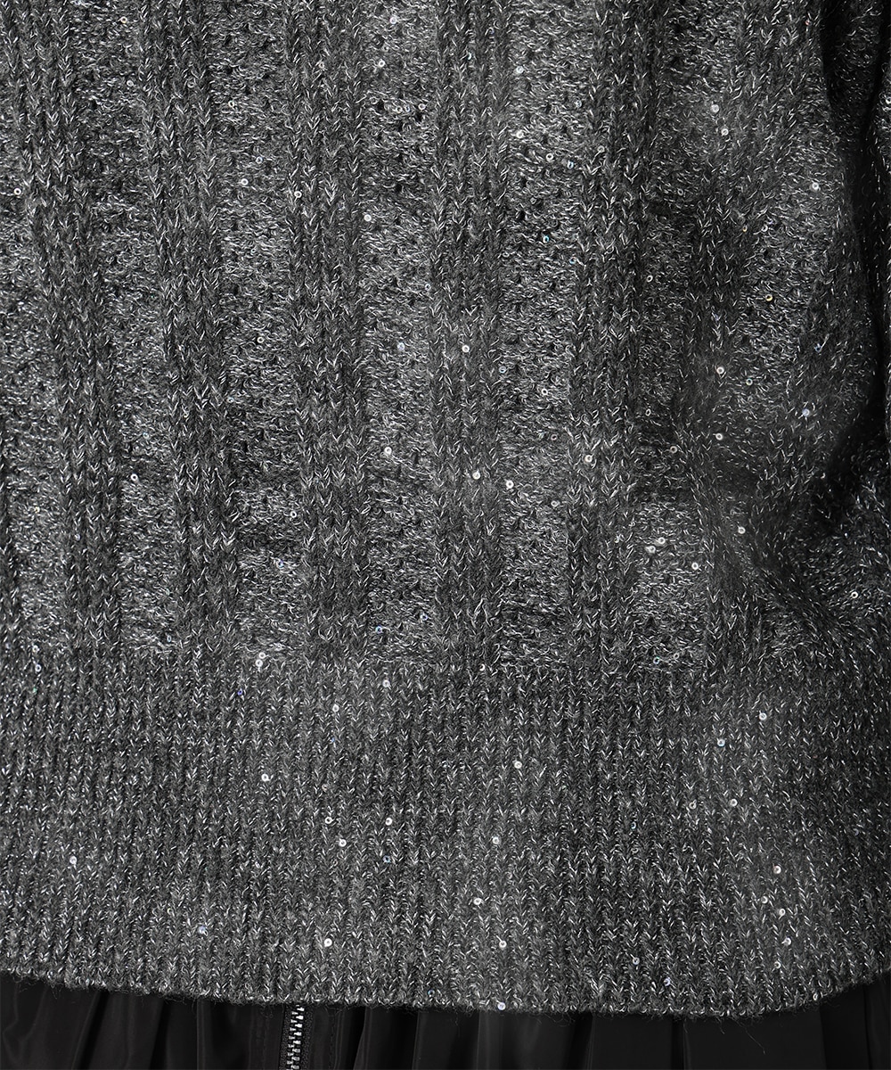 スパンコールニットカーディガン