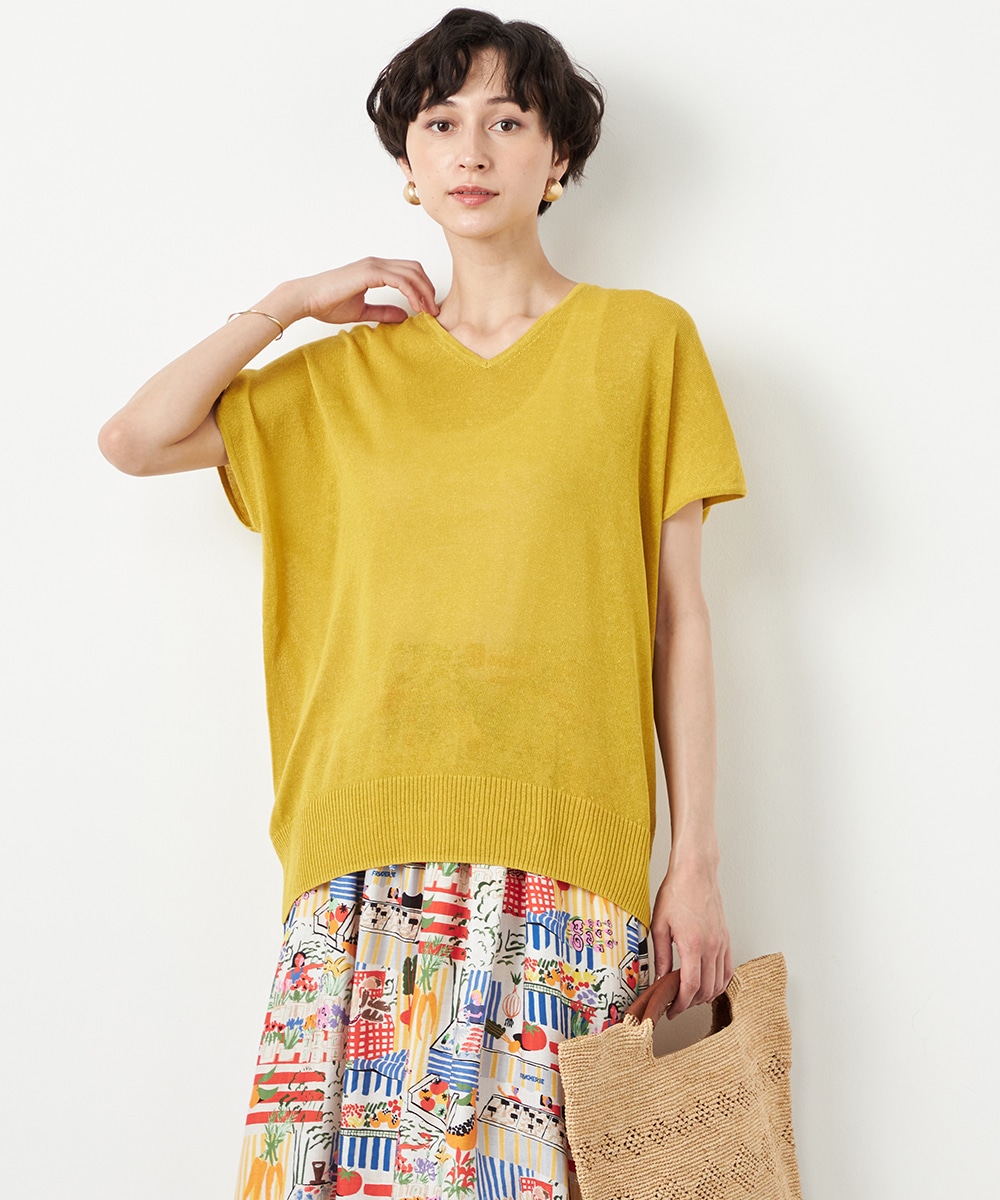  armoire capriceのリネン混Vネックプルオーバー